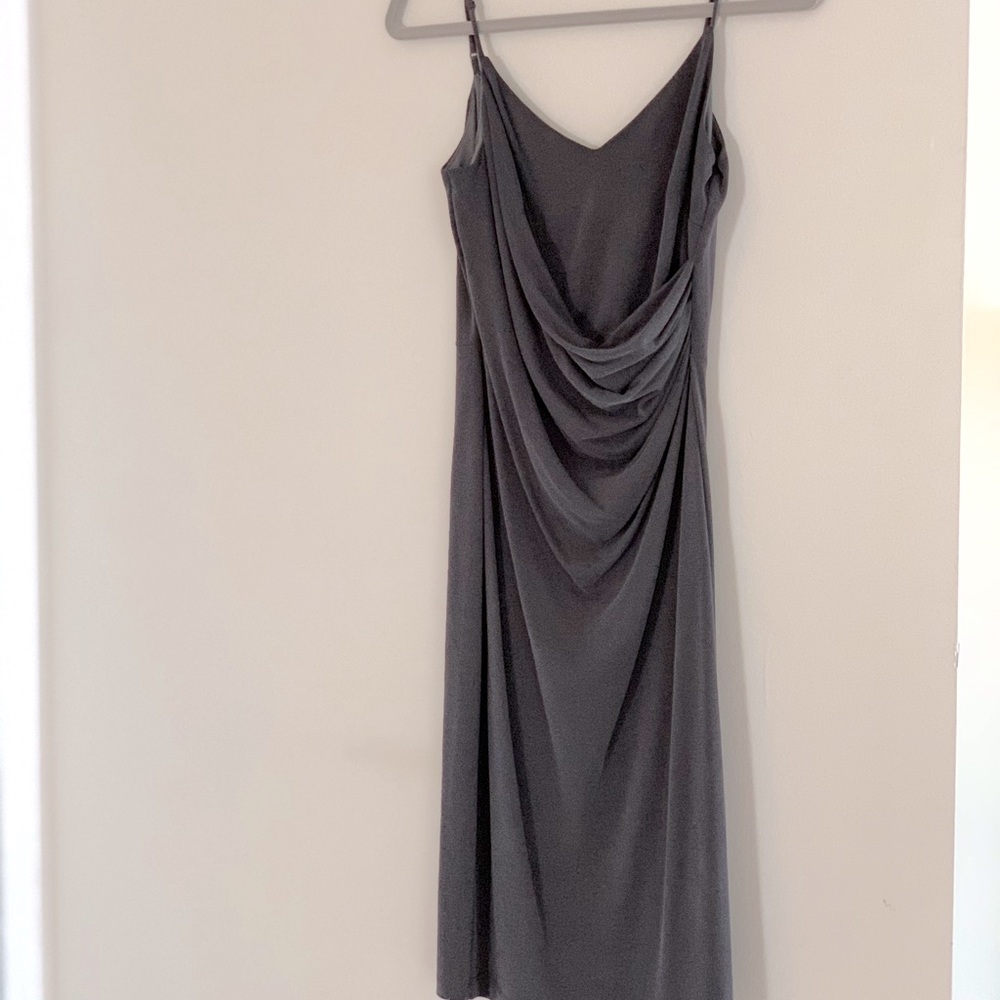 Lulu’s charcoal gray faux-wrap dress